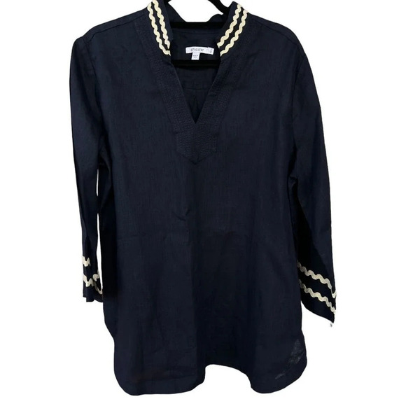 Chico's Women's Linen Rick Rack Trim Tunic Size 16 - from 2023 - Picture 1 of 7